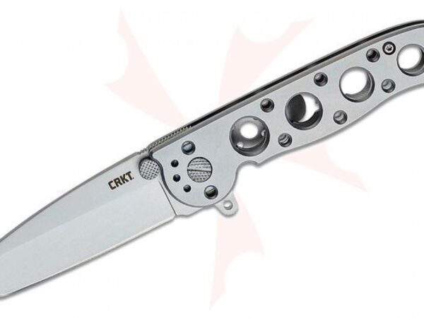 CRKT M16-02SS Kit Carson Frame Lock Flipper Knife 3.06" 12C27 Bead Blast Tanto Blade, Stainless Steel Handles