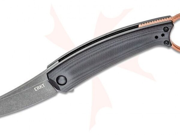 CRKT 7150 Jesper Voxnaes Ibi Flipper Knife 2.706" D2 Black Stonewashed Blade, Black G10 Handles, Copper Ring, Liner Lock