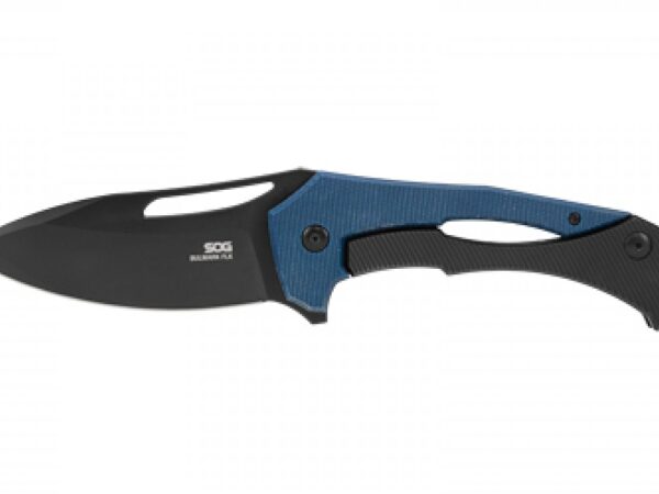 SOG Knives & Tools, Bulwark FLK, Folding Knife, 3.5" Drop Point Straight Edge, Micarta Handle Blue, PVD Finish, D2 Construction