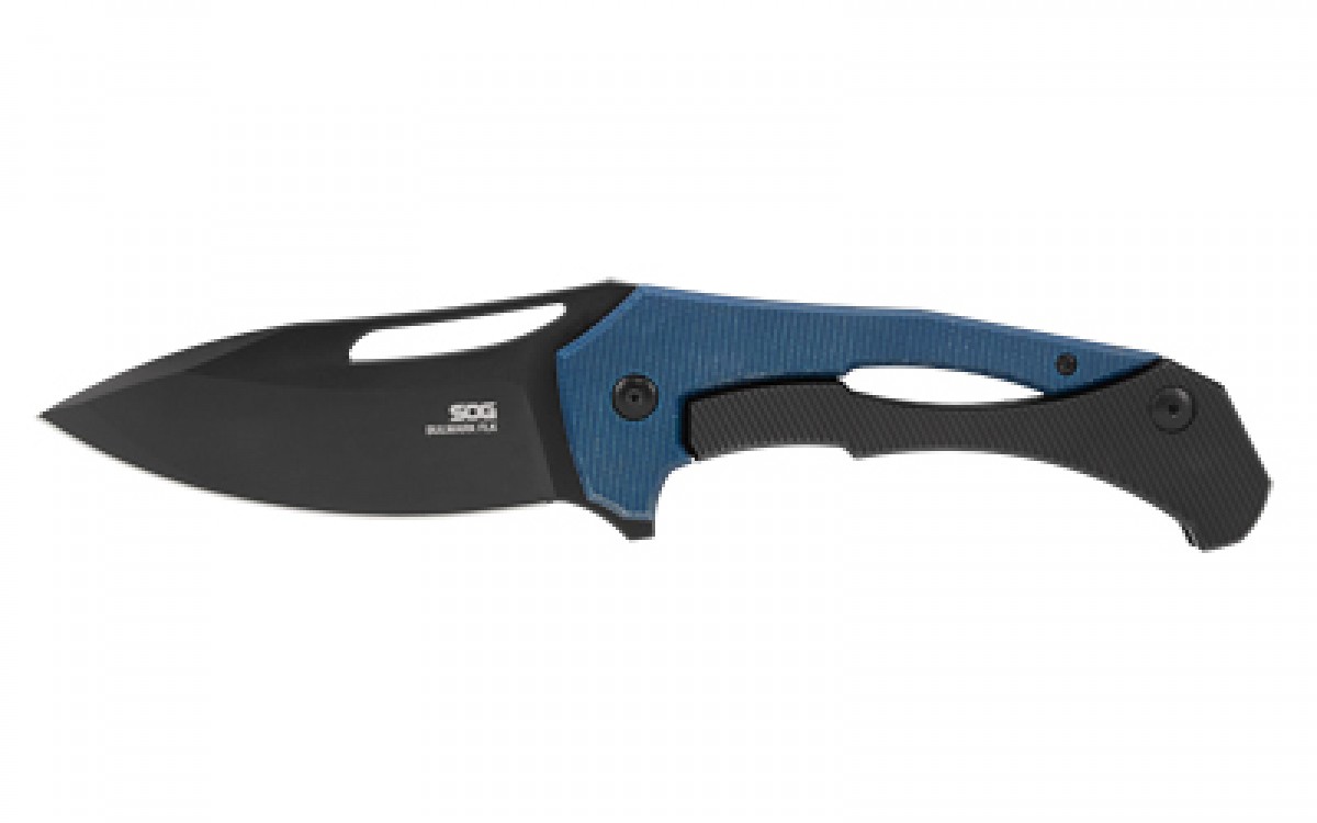 SOG Knives & Tools, Bulwark FLK, Folding Knife, 3.5" Drop Point Straight Edge, Micarta Handle Blue, PVD Finish, D2 Construction 1 813628069607