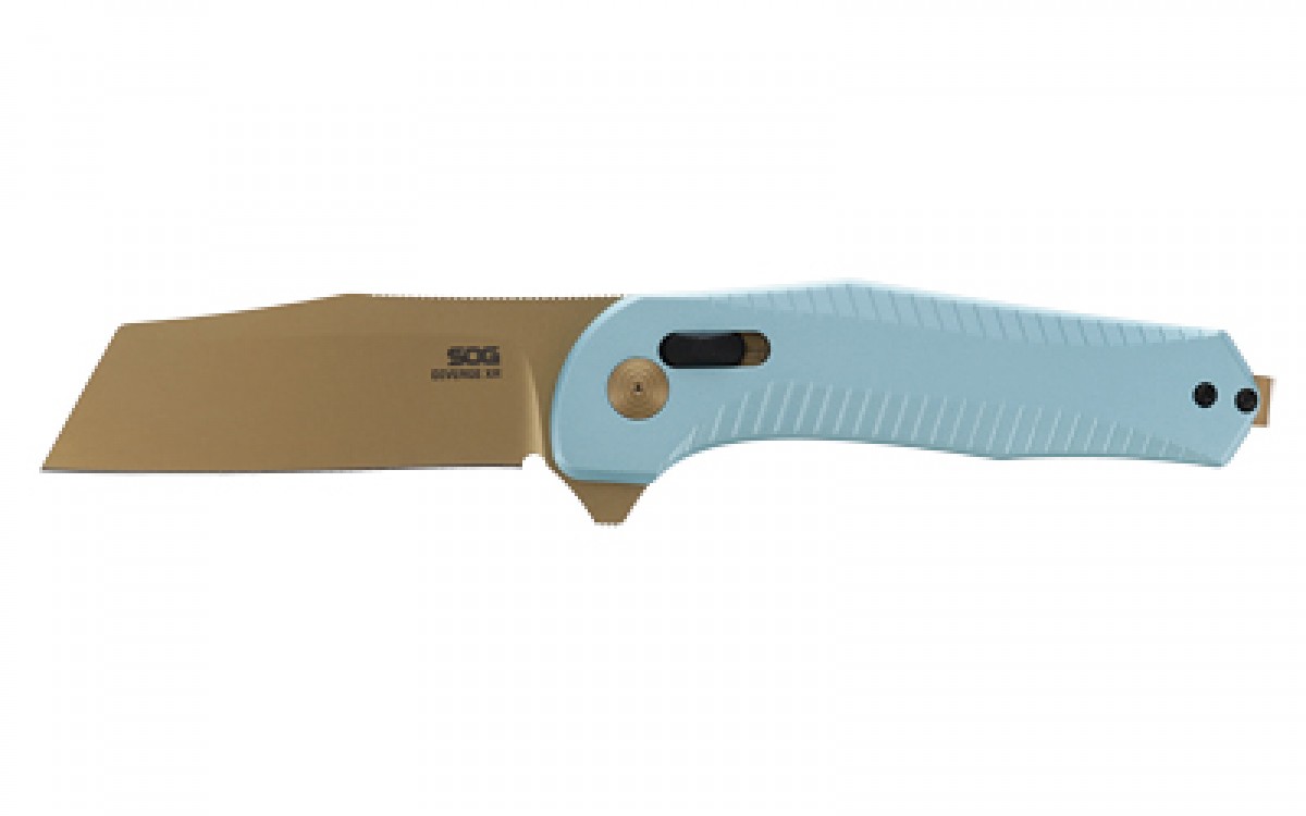 SOG Knives & Tools, Diverge XR, Folding Knife, 3" Sheepsfoot Straight Edge, Aluminum Handle, Blue, PVD Finish, D2 Construction 1 888151059722