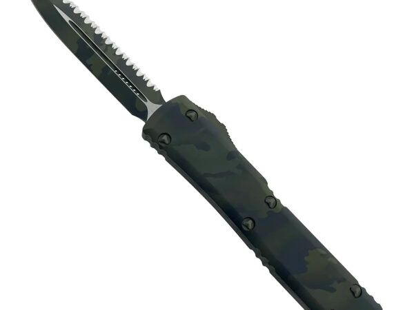 MICROTECH ULTRATECH D/E - OLIVE CAMO SIG SERIES - FULL SERRATED