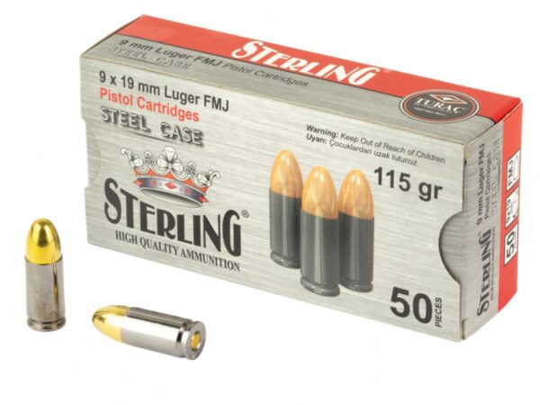 Sterling 9mm Luger 115gr Full Metal Jacket 50 Per Box