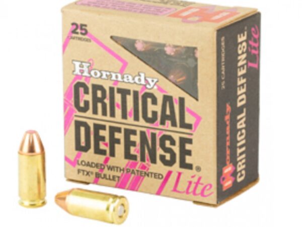 HORNADY CRITICAL DEFENSE LITE 9MM 100 GR JHP 25RD AMMO