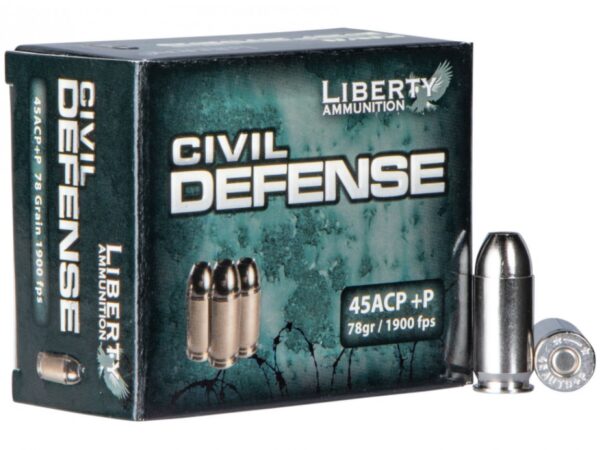 Liberty Ammunition LACD45013 Civil Defense 45ACP+P 78gr Lead Free Fragmenting Hollow Point 20 Per Box