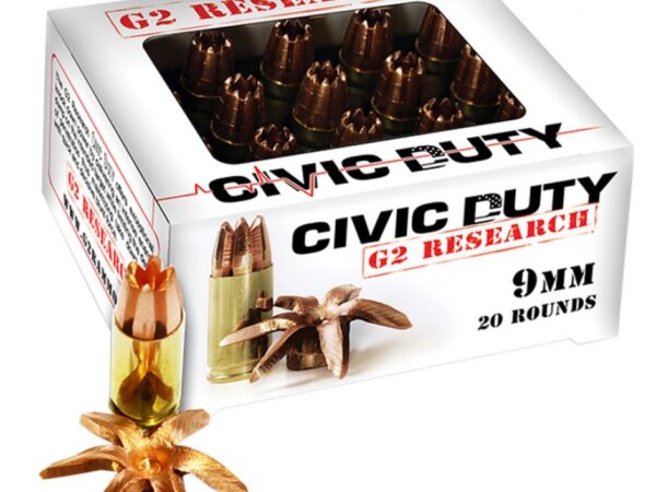 G2 Research G00602 Civic Duty 9mmLuger 96gr Copper Expansion Projectile 20 Per Box