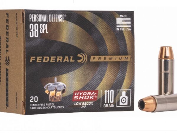 Federal PD38HS3H Premium Personal Defense Low Recoil 38Special 110gr Hydra-Shok Jacketed Hollow Point 20 Per Box