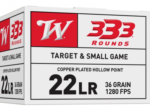Winchester Ammo 22LR333HP USA 22LR 36gr Copper Plated Hollow Point 333 Per Box