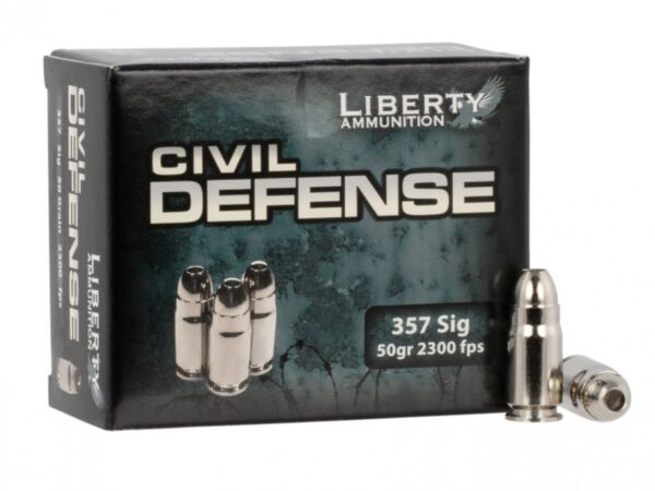 Liberty Ammunition LACD357SIG053 Civil Defense 357Sig 50gr Lead Free Fragmenting Hollow Point 20 Per Box
