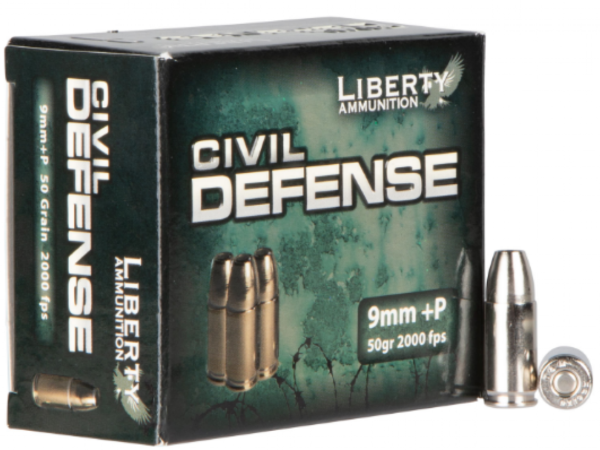Liberty Ammunition LACD9014 Civil Defense 9mmLuger+P 50gr Lead Free Fragmenting Hollow Point 20 Per Box