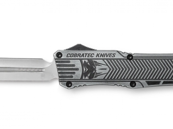CobraTec Knives LSWCTK1LDAGNS CTK-1 Large 3.75" OTF Dagger Plain D2 Steel Blade/Stonewashed Aluminum Handle Features Glass Breaker Includes Pocket Clip