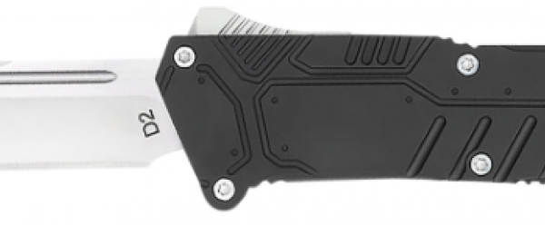 CobraTec Knives BLKSFDNS Special Forces 3.25" OTF Drop Point Plain Satin D2 Steel Blade, 4.75" Black Textured Anodized Aluminum Handle