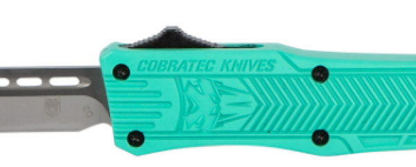 CobraTec Knives STFCTK1SDNS CTK-1 Small 2.75" OTF Drop Point Plain D2 Steel Blade/Tiffany Blue Aluminum Handle Features Glass Breaker Includes Pocket Clip