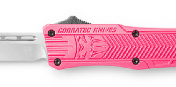 CobraTec Knives SPKCTK1STNS CTK-1 Small 2.75" OTF Tanto Plain D2 Steel Blade/Pink Aluminum Handle Features Glass Breaker Includes Pocket Clip