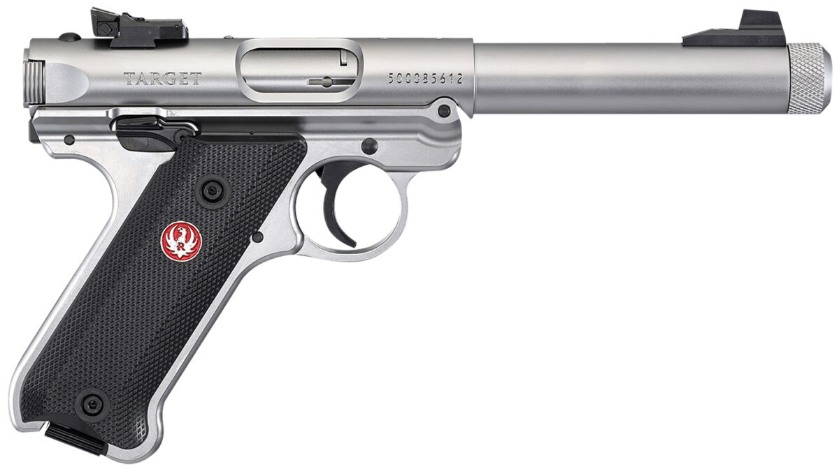 Ruger 40126 Mark IV Target 22 LR 10+1 5.50" Satin Threaded Bull Barrel, Drilled & Tapped Receiver, Satin Stainless Steel Frame, Black Checkered Polymer Grip, Right Hand 1 100057
