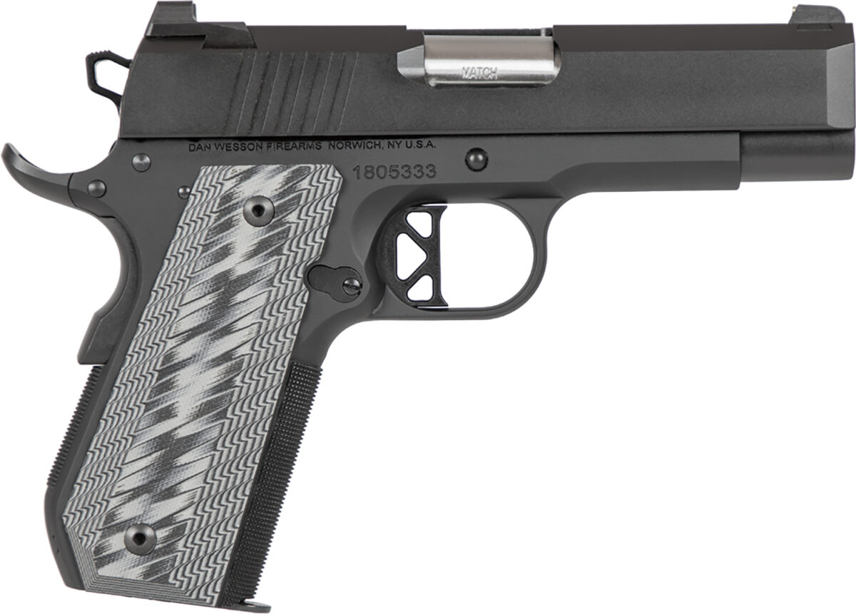 Dan Wesson 01883 ECP Compact Frame 45 ACP 8+1 4" Stainless Bull Barrel Black Duty Serrated Stainless Steel Slide Black Aluminum Frame wBeavertail Black/Gray G10 Grip 1 107708