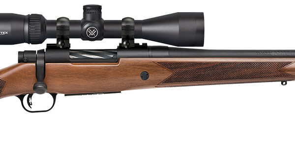 Mossberg 27939 Patriot w/Optic Full Size 243 Win 5+1, 22" Matte Blued Fluted Steel Barrel & Receiver, Walnut Fixed Stock, Vortex Crossfire II 3-9x40mm Scope
