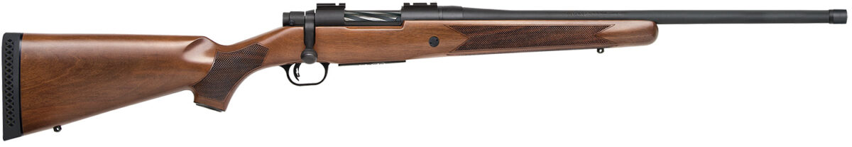 Mossberg 28043 Patriot Full Size 450 Bushmaster 4+1 20" Matte Blued Fluted Threaded Barrel, Drilled & Tapped Matte Blued Stainless Steel Receiver, Walnut Fixed Stock, Right Hand 1 109215