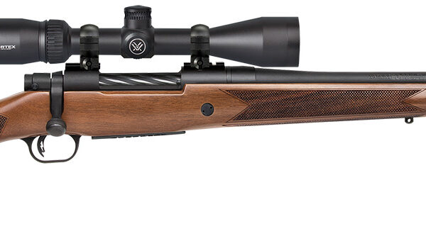 Mossberg 27941 Patriot  270 Win Caliber with 5+1 Capacity, 22" Fluted Barrel, Matte Blued Metal Finish & Walnut Stock Right Hand (Full Size) Includes Vortex Crossfire II 3-9x40mm Scope