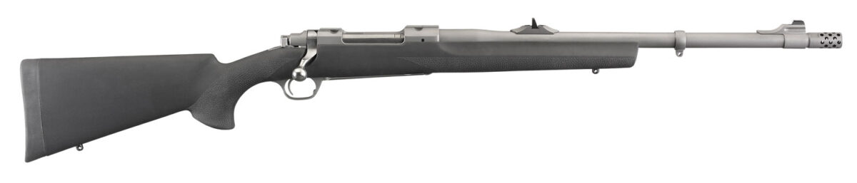 Ruger 57100 Hawkeye Alaskan Full Size 375 Ruger 3+1 20" Matte Stainless Steel Threaded Barrel, Integral Scope Mounts Stainless Steel Receiver, Black Hogue OverMolded Synthetic Stock 1 112538