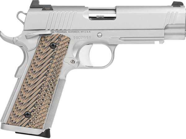 Dan Wesson 01809 Specialist Commander 45 ACP 8+1 4.25" Stainless Steel Barrel, Bead Blasted Serrated Stainless Steel Slide & Frame w/Beavertail & Picatinny Rail, Black/Brown G10 Grip, Ambidextrous