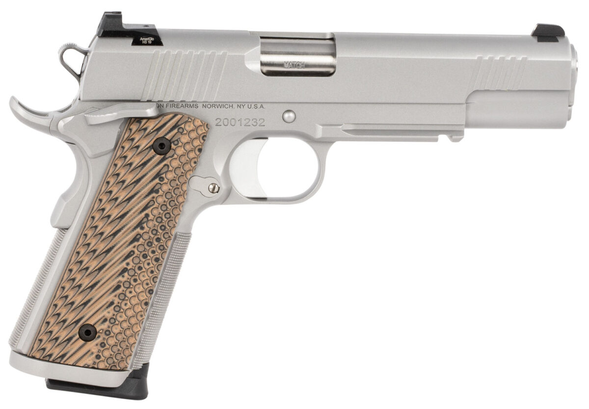 Dan Wesson 01807 Specialist 9mm Luger 10+1 5" Stainless Steel Barrel, Bead Blasted Serrated Stainless Steel Slide & Frame w/Beavertail & Picatinny Rail, Black/Brown G10 Grip, Ambidextrous 1 119301