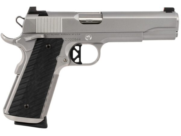 Dan Wesson 01824 Valor  45 ACP 8+1 5" Stainless Steel Barrel, Bead Blasted Serrated Stainless Steel Slide & Frame w/Beavertail & Picatinny Rail, Black G10 Grip, Ambidextrous