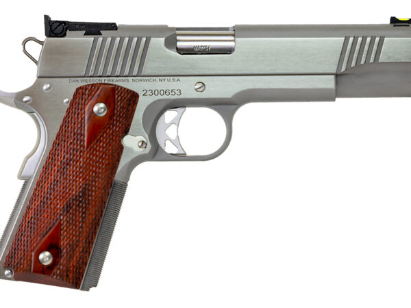Dan Wesson 01943 Pointman  45 ACP Caliber with 5" Barrel, 8+1 Capacity, Overall Stainless Steel Finish, Beavertail Frame, Serrated Brushed Slide & Cocobolo Grip