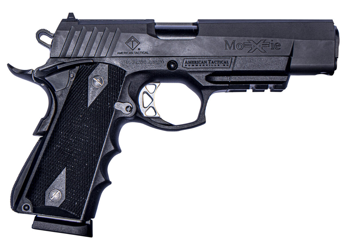 ATI GFXH45M FXH-45 Moxie 45 ACP 8+1 5" Black Match Grade SS Barrel, Black Parkerized Serrated Slide, Black Polymer Frame w/Beavertail & Picatinny Rail, Black Finger Groove Grip 1 119485