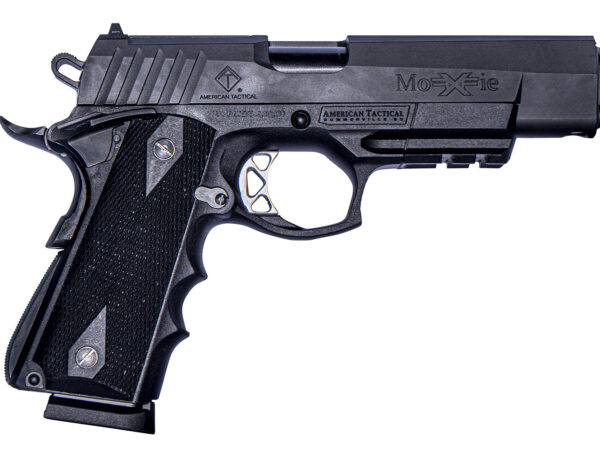 ATI GFXH45M FXH-45 Moxie 45 ACP 8+1 5" Black Match Grade SS Barrel, Black Parkerized Serrated Slide, Black Polymer Frame w/Beavertail & Picatinny Rail, Black Finger Groove Grip