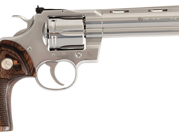 Colt Mfg PYTHONSP6WTS Python  38 Special/357 Mag 6 Shot 6" Stainless Vent Recessed Target/Vent Rib Barrel, Cylinder & Frame, Walnut w/Colt Medallion Grip