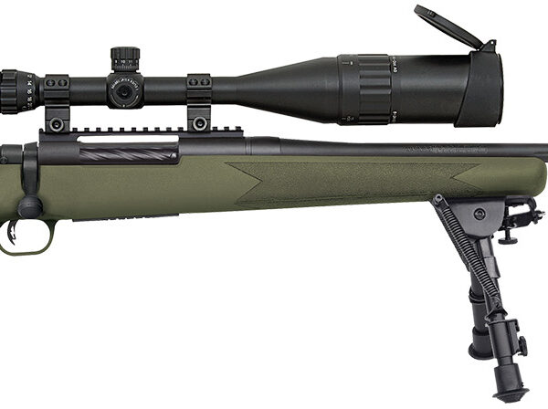Mossberg 28122 Patriot Night Train 300 Win Mag Caliber with 3+1 Capacity, 24" Barrel, Matte Blued Metal Finish, OD Green Stock Right Hand Includes 6-24x50mm Scope & Bipod