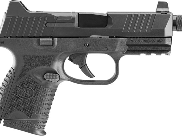 FN 66100783 509CT  Compact 9mm Luger 10+1, 4.32" Black Steel Threaded Barrel, Black PVD Optic Cut/Serrated Stainless Steel Slide, Black Polymer Frame w/Picatinny Rail, Ambidextrous