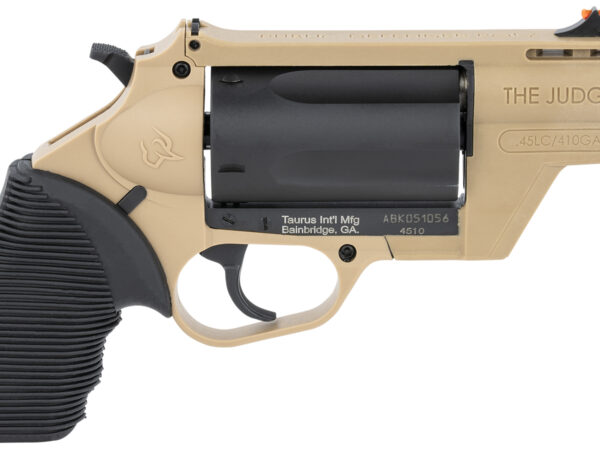 Taurus 2-441021FDE Judge Public Defender 45 Colt (LC)/410 Gauge 5rd 2.50" Flat Dark Earth Barrel & Frame Matte Black Cylinder Black Ribber Grip