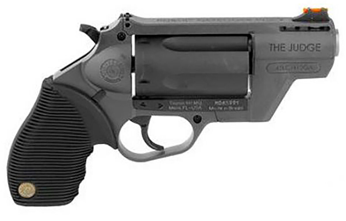 Taurus 2441021GRY Judge Public Defender 45 Colt (LC) Caliber or 2.50" 410 Gauge 5 Shot 2.50" Gray Finish Barrel, Matte Black Oxide Finish Cylinder, Gray Finish Polymer Frame & Black Ribber Grip 1 131989