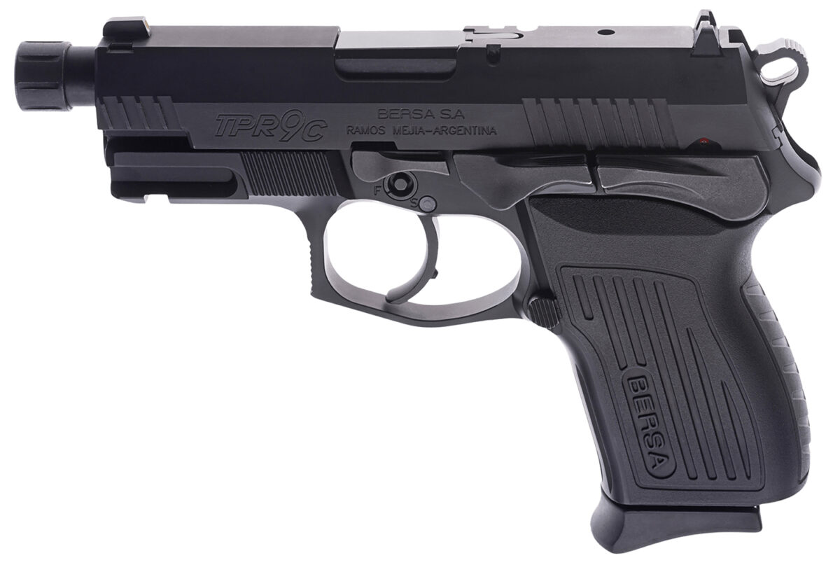 Bersa TPR9CMX TPRCX Compact Frame 9mm Luger 13+1, 4.10" Black Steel Threaded Barrel, Matte Black Serrated Steel Slide & Aluminum Frame w/Beavertail, Ambidextrous 1 139440