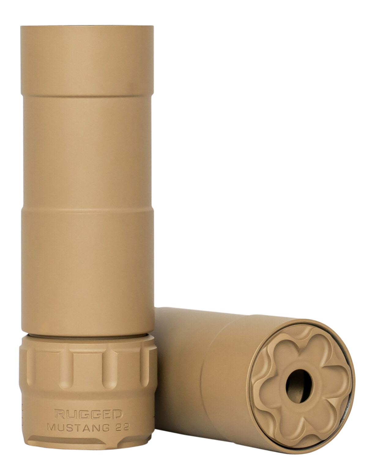 Rugged Suppressor P51FDE22 Mustang 22 22 LR 1.06" D 1/2"-28 tpi 113dB At Ear Flat Dark Earth High Temp Cerakote 7075-T6 Aluminum Baffles/Tube Titanium Mount 1 140286