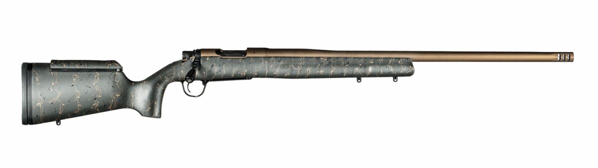 Christensen Arms 8010200900 Mesa Long Range 300 Win Mag 3+1 26" Threaded Barrel, Burnt Bronze Cerakote, Green with Black/Tan Webbing Stock 1 145853