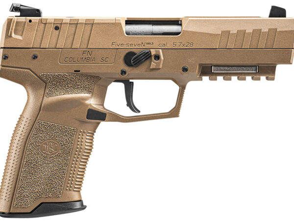 FN 66101275 Five-seveN MRD 5.7x28mm  4.80" Barrel 20+1, Flat Dark Earth Polymer Frame With Mounting Rail & Serrated Trigger Guard, Optic Cut FDE Steel Slide, No Manual Safety, Optics Ready