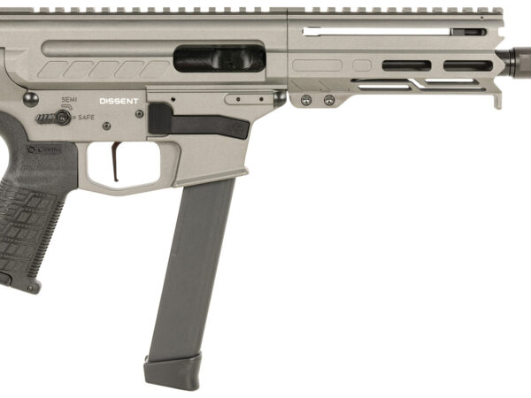 CMMG 99A68A2TNG Dissent MKGS 9mm Luger 33+1 6.50", Tungsten Gray Rec, Picatinny Brace Adapter, 5.50" M-LOK Handguard, Left Side Charging Handle, Zeroed Linear Comp, TriggerTech Trigger