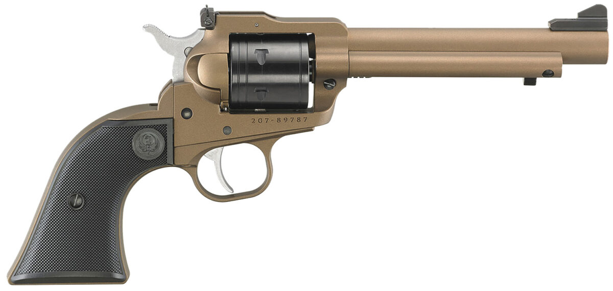 Ruger 2034 Super Wrangler 22 LR/22 WMR 6 Shot 5.50" Bronze Cerakote Steel Barrel & Frame, Black Cylinder, Black Checkered Polymer Grip, Transfer Bar Safety, Exposed Hammer 1 155724