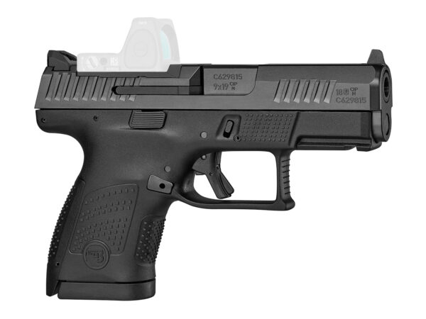 CZ-USA 91568 P-10 S  Sub-Compact Frame 9mm Luger 12+1 3.50" Black Steel Barrel, Black Nitride Optic Ready/Serrated Steel Slide, Black Polymer Frame w/Picatinny Rail