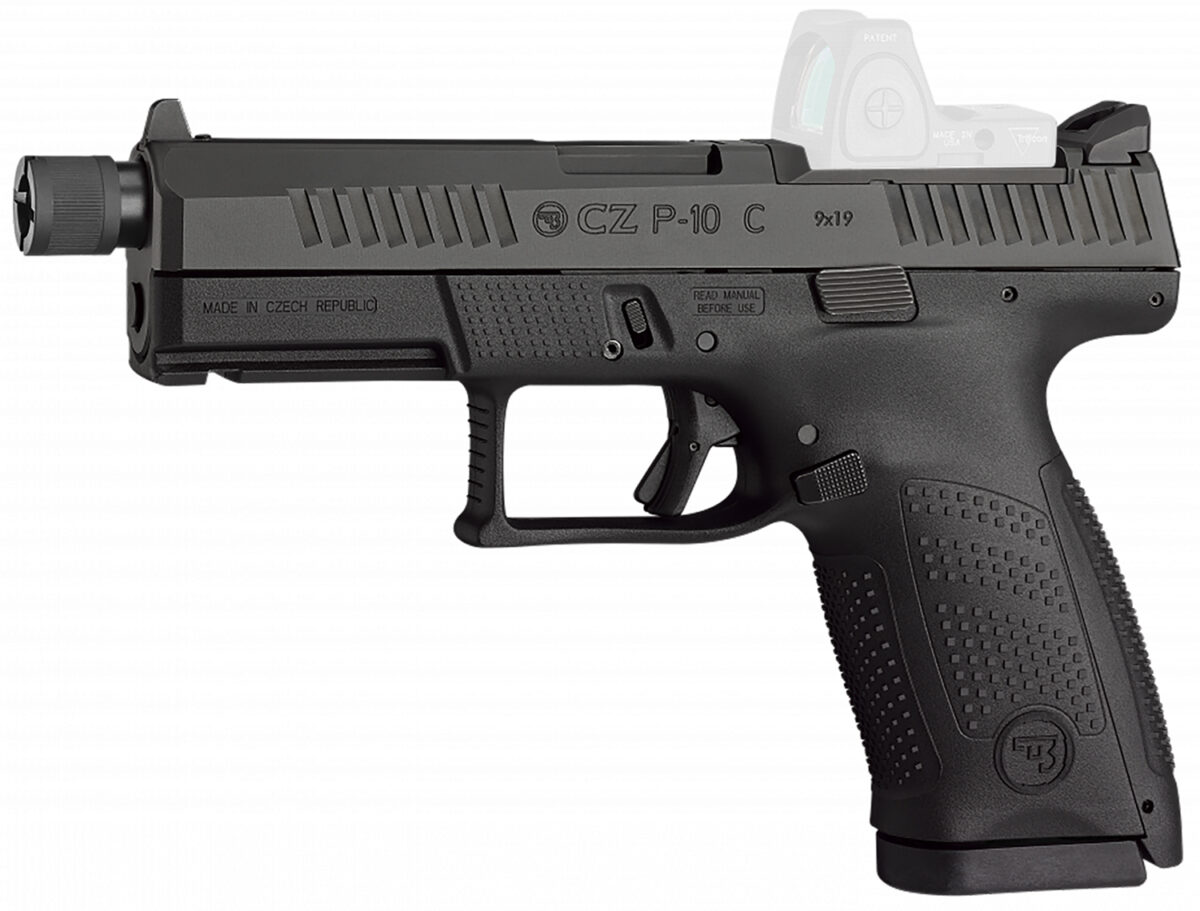CZ-USA 91513 P-10 C Compact 9mm Luger 17+1 4.02" Black Threaded Barrel, Black Nitride Optic Ready/Serrated Steel Slide, Black Polymer Frame w/Picatinny Rail, Interchangeable Backstrap Grip 1 162008