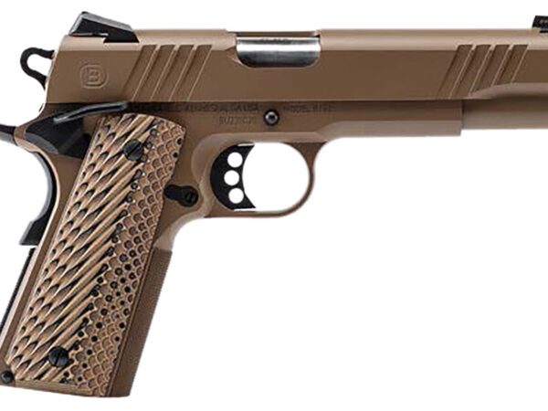 Bersa B19117050DEHB B1911  45 ACP 8+1 5" Stainless Steel Barrel, Flat Dark Earth Serrated Slide, Flat Dark Earth Stainless Steel Frame w/Beavertail, FDE VZ Grip