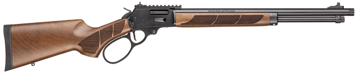Smith & Wesson 13809 1854 44 Rem Mag 9+1 19.25" Black Armornite Threaded Barrel, Black Armornite Picatinny Rail Stainless Steel Receiver, Fixed Walnut w/Textured Grip Panels Stock, Large Loop 1 167707