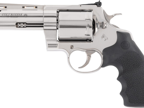 Colt Mfg KODIAKSP4RTS Kodiak  44 Mag 6rd 4.25" Polished Ported Vent Rib Barrel & Cylinder, Recessed Target Crown Muzzle, Polished Stainless Steel Frame, Black Hogue Overmolded Grip, Exposed Hammer