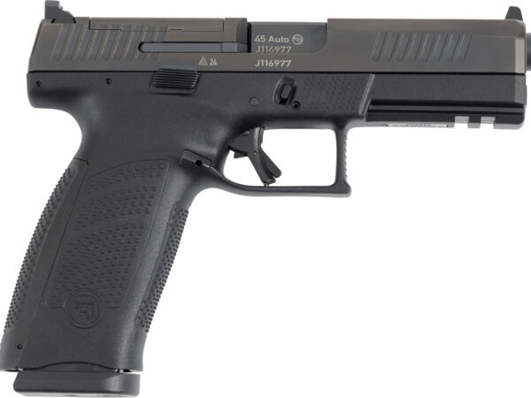 CZ-USA 91591 P-10 F  Full Size Frame 45 ACP 13+1 4.50" Black Steel Barrel, Black Steel Optic Ready/Serrated Slide, Black Polymer Frame w/Picatinny Rail, Interchangeable Backstrap Grip