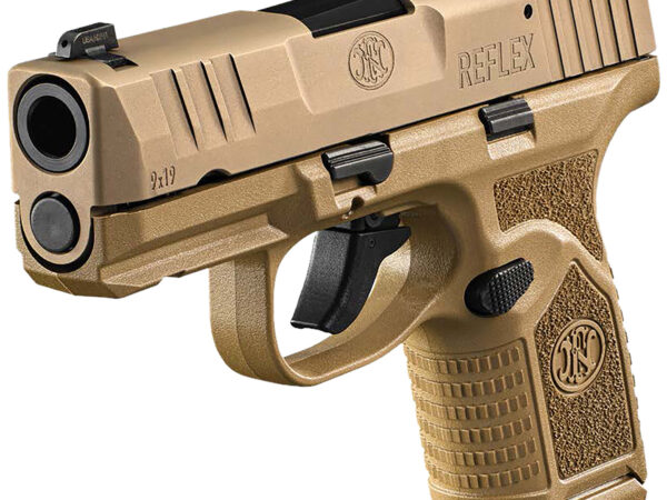 FN 66101421 Reflex  9mm Luger 10+1 3.30" Micro-Compact Frame Flat Dark Earth PVD Serrated Steel Slide w/Picatinny Rail Stippled Grip Ambidextrous
