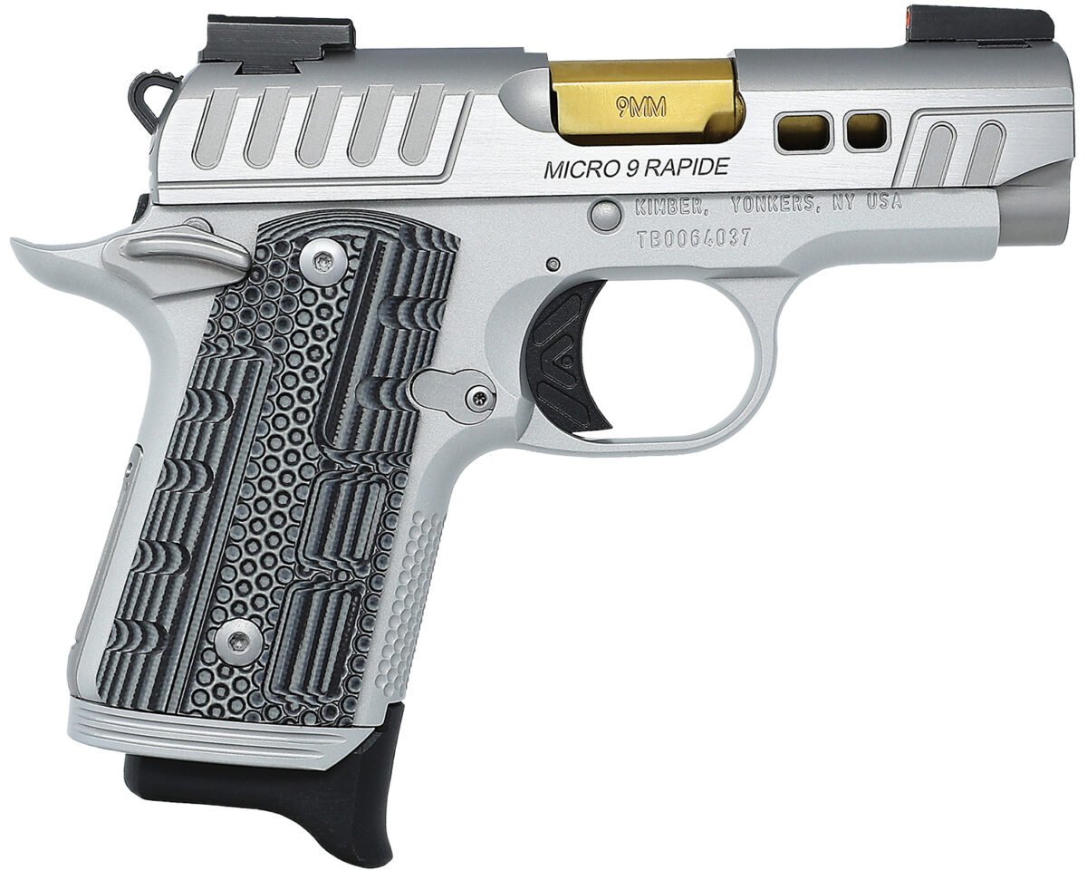 Kimber Mfg.,inc 3300230 Micro 9 Rapide Dawn 9mm 7+1 3.15" Brushed Stainless/Silver KimPro II Grey/Black G10 Grip 1 170636