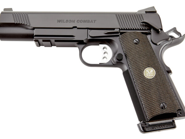 Wilson Combat CQBLRCAALLBLACK CQB *CA Compliant Full Size Frame 45 ACP 8+1 5" Carbon Steel Slide Diamond Wood w/ Pewter Medallions Grip